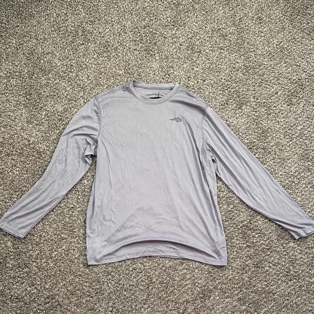 Men's Gray reel life light weight long sleeve fishing shirt